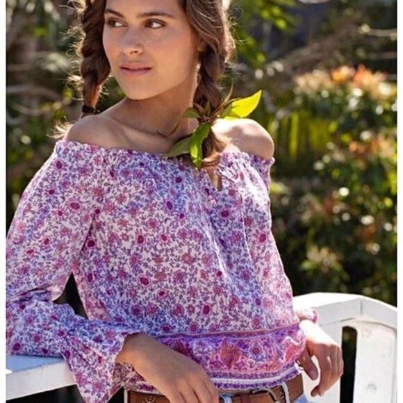 NWT Blue Boheme Bliss Printed Blouse - Picture 1 of 7